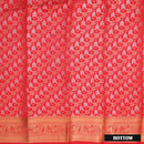 Peach Pink With Purple Border Floral Design Traditional  Pattu Pavadai Material