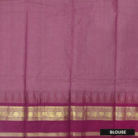 Plum Magenta With Golden Yellow Border  Pure Chettinad Cotton Saree with Blouse
