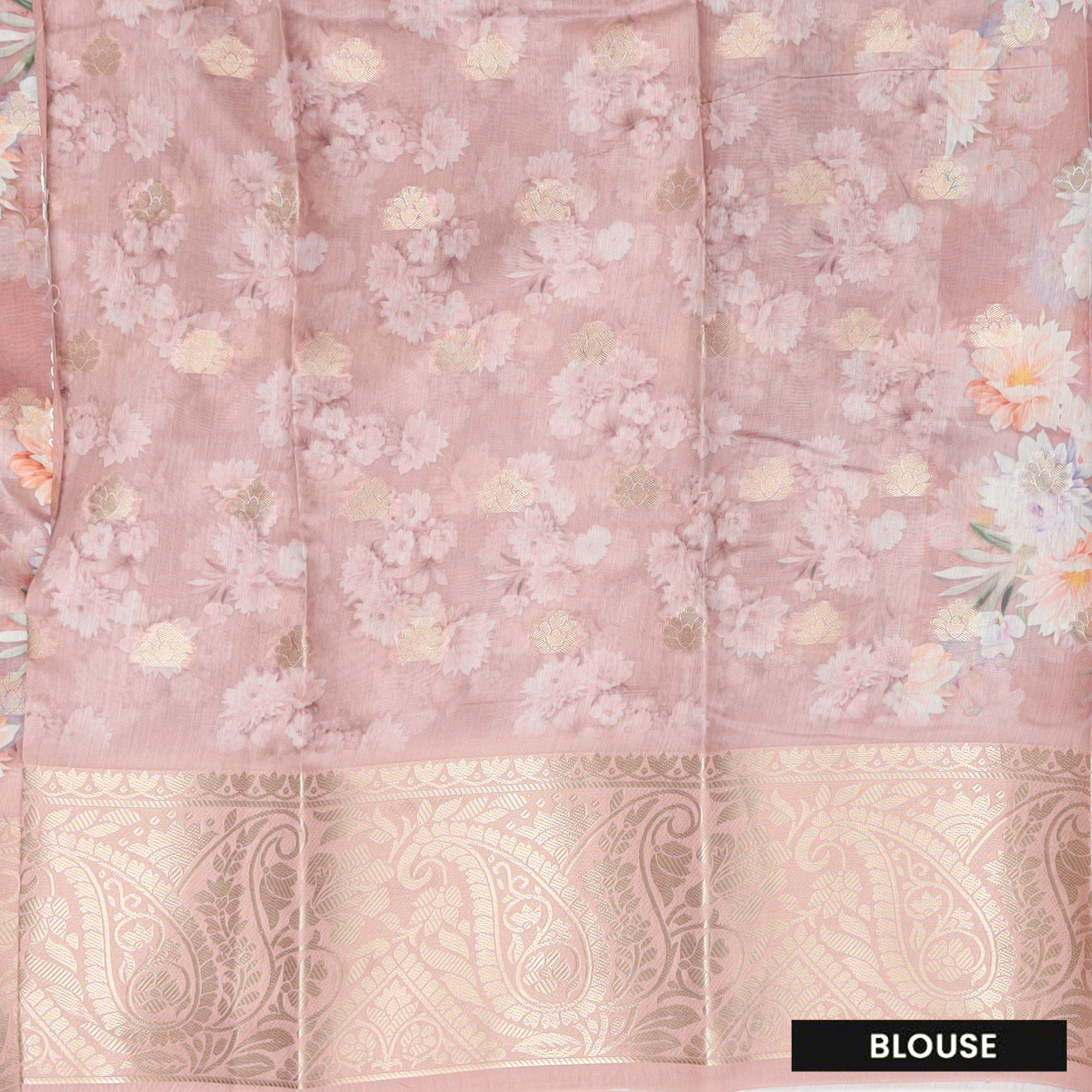 dusty purple With Orange Floral Design Dola Silk