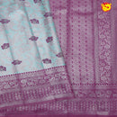 Sea Blue with Rose Floral Motifs Soft Silk Saree - Thenianantham