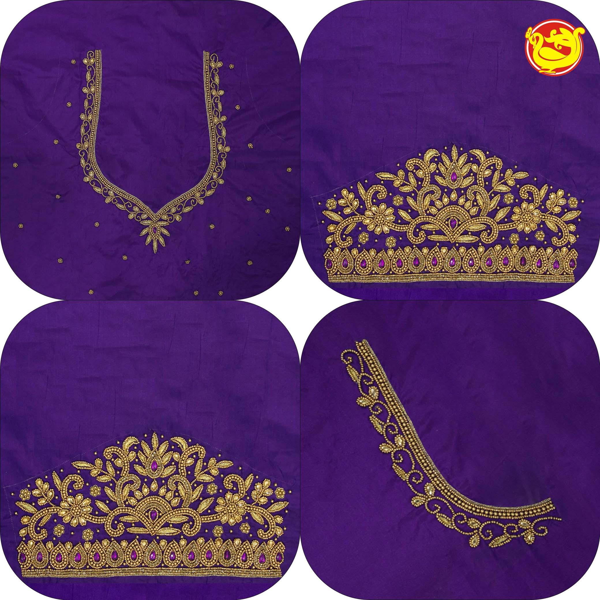 Purple Bridal Aariwork Blouse