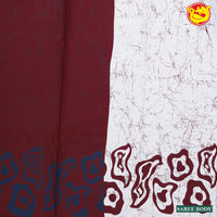 Maroon with White Half-Half Pure Mul Mul Cotton Saree with Blouse