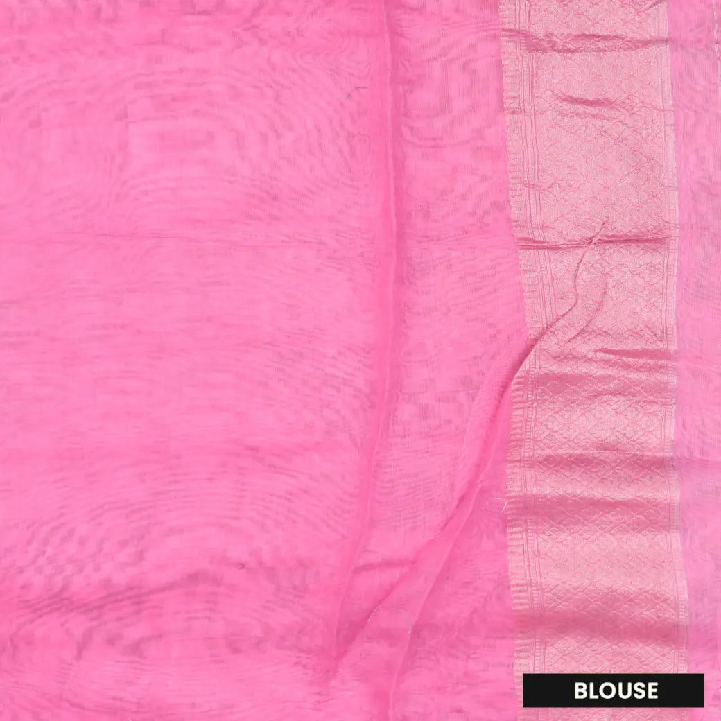 Light Green with Baby Pink Floral Pattern Semi Burberry Silk Saree