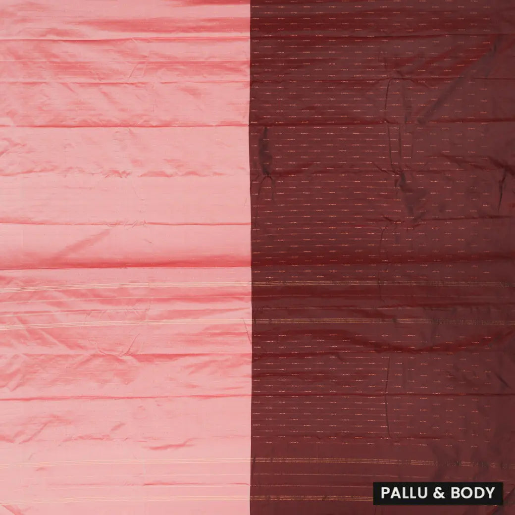 Light Pink With Maroon Burgundy Arani Silk Saree