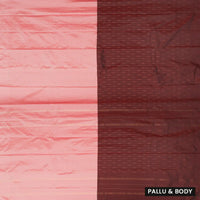 Light Pink With Maroon Burgundy Arani Silk Saree
