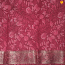 Maroon Pure Organza Silk With Gold Zari Border Digital Print Saree - Thenianantham