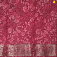 Maroon Pure Organza Silk With Gold Zari Border Digital Print Saree - Thenianantham