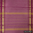 Plum Magenta With Golden Yellow Border  Pure Chettinad Cotton Saree with Blouse