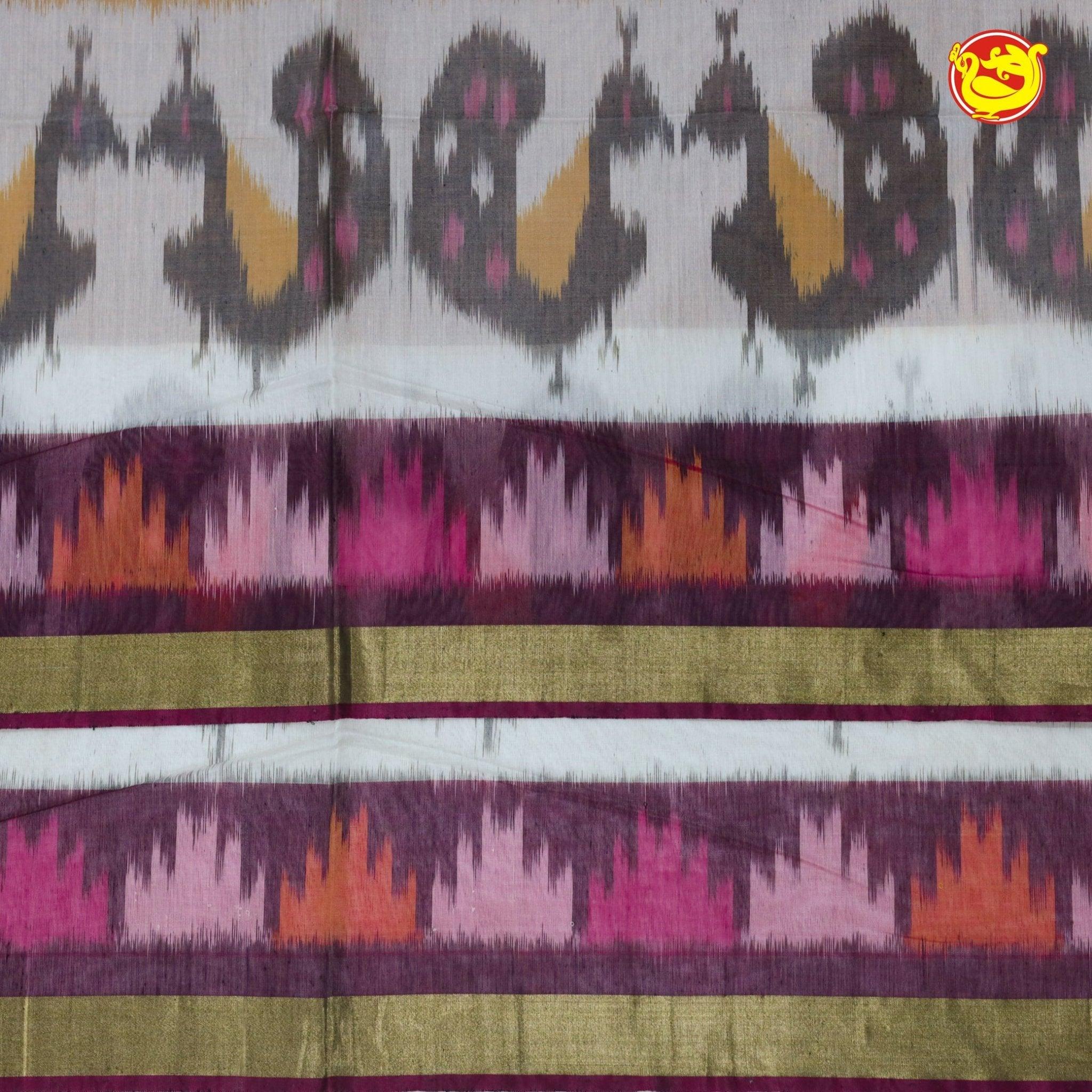 Magenta With Mustard Pochampally Silk Saree - Thenianantham