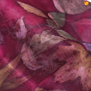 Maroon Pure Organza Silk With Gold Zari Border Digital Print Saree - Thenianantham