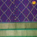 Navy Blue With Bottle Green Ikat Soft Silk Saree - Thenianantham