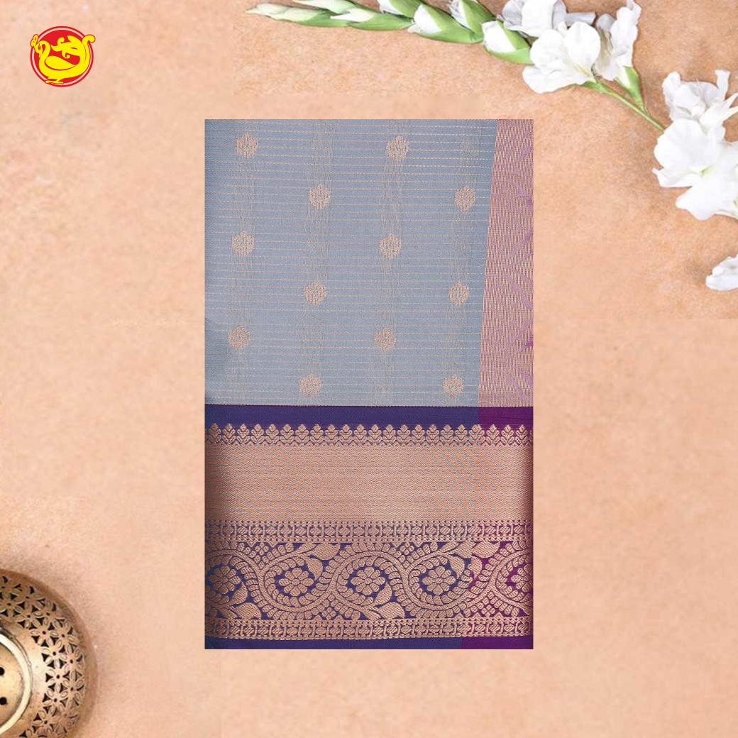 Light Grey with Purple Soft Silk Saree - Thenianantham