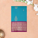 Turquoise Blue with Pink Soft Silk Saree