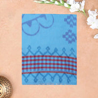 Sky blue with Maroon  Linen Cotton Saree
