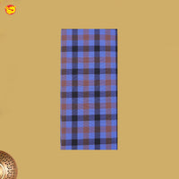 Men’s Blue with Maroon Checked Cotton Stitched Lungi