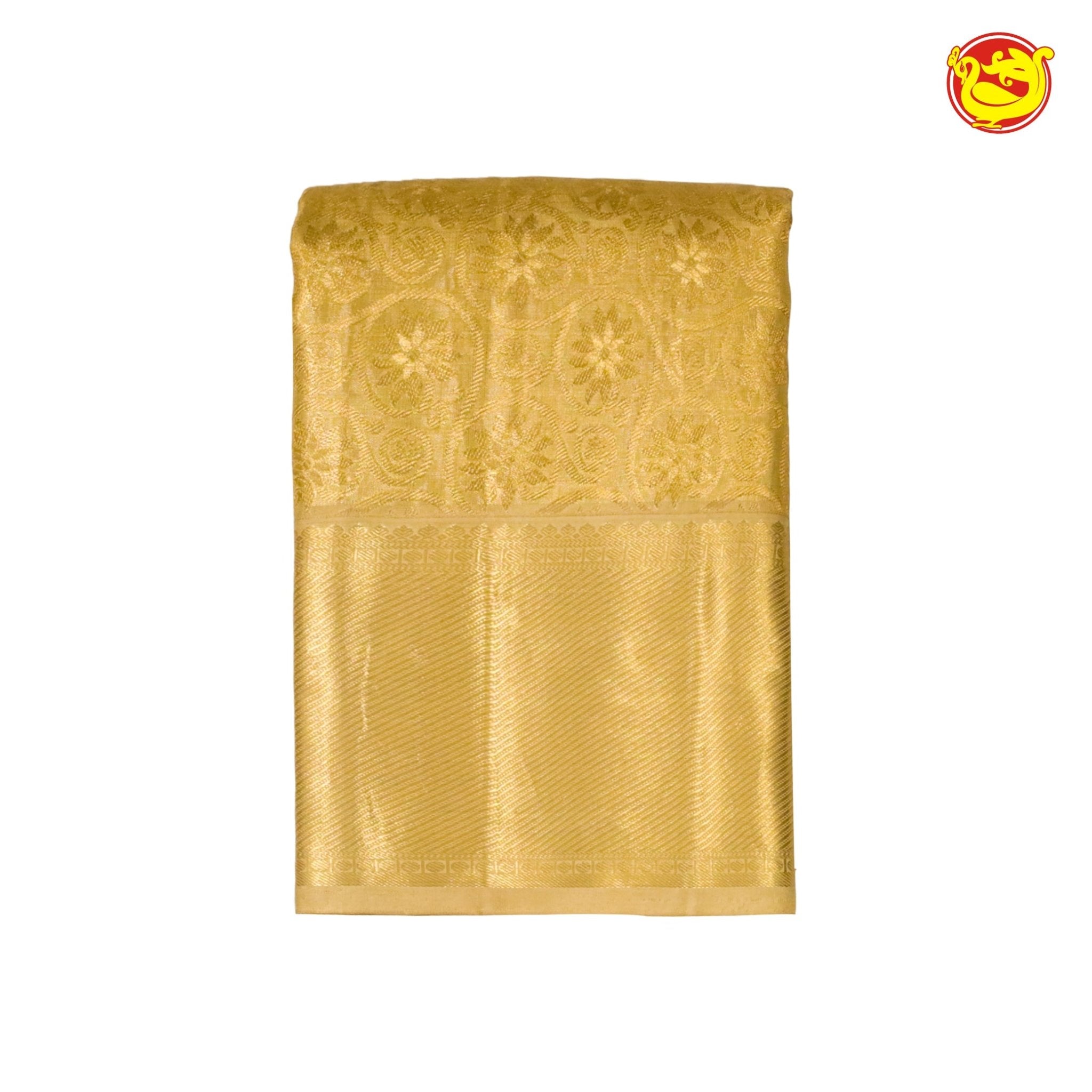 Gold With Gold Zari Wedding Silk Saree - Thenianantham