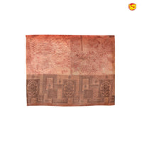 Brick Red With Copper Zari Border Tissue Crush With Floral Digital Prints Saree - Thenianantham