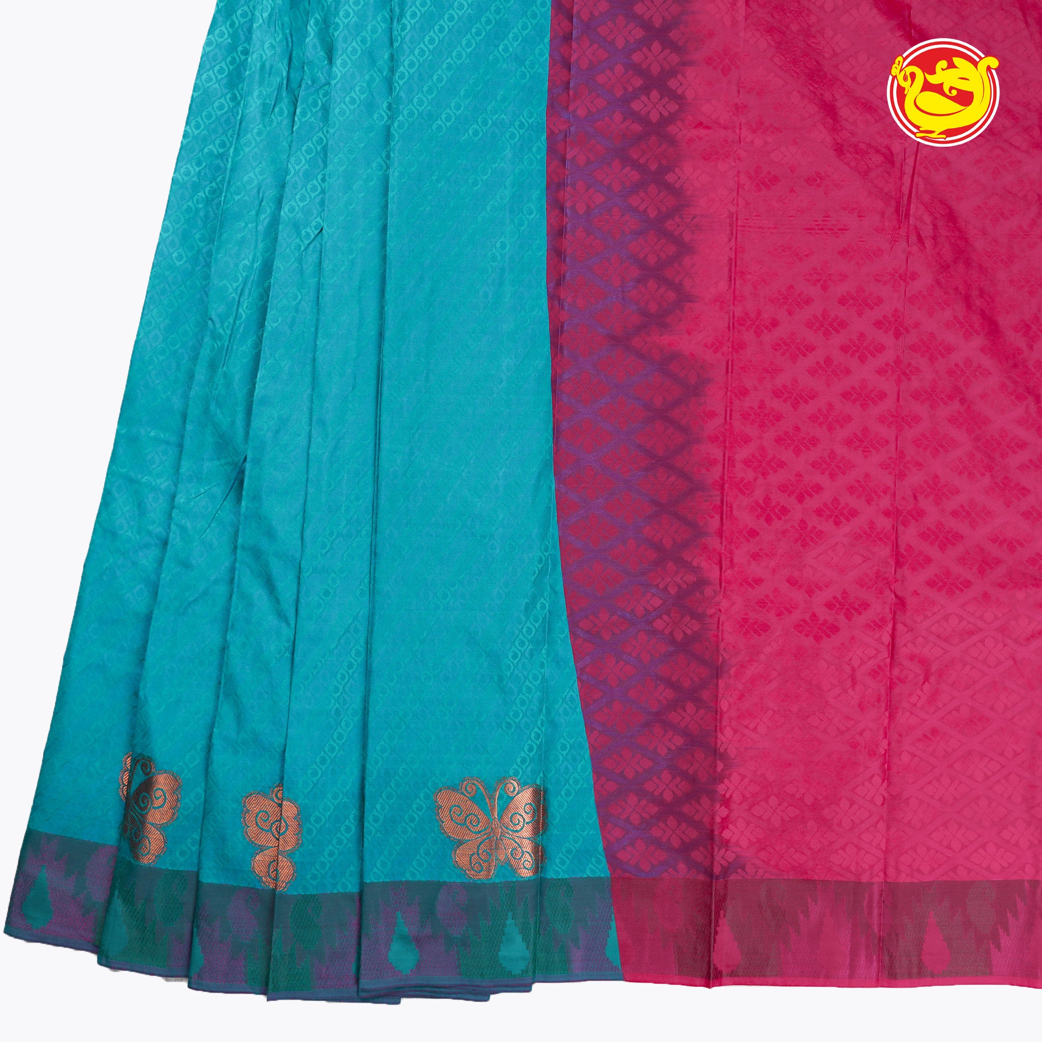 Blue with pink art silk saree