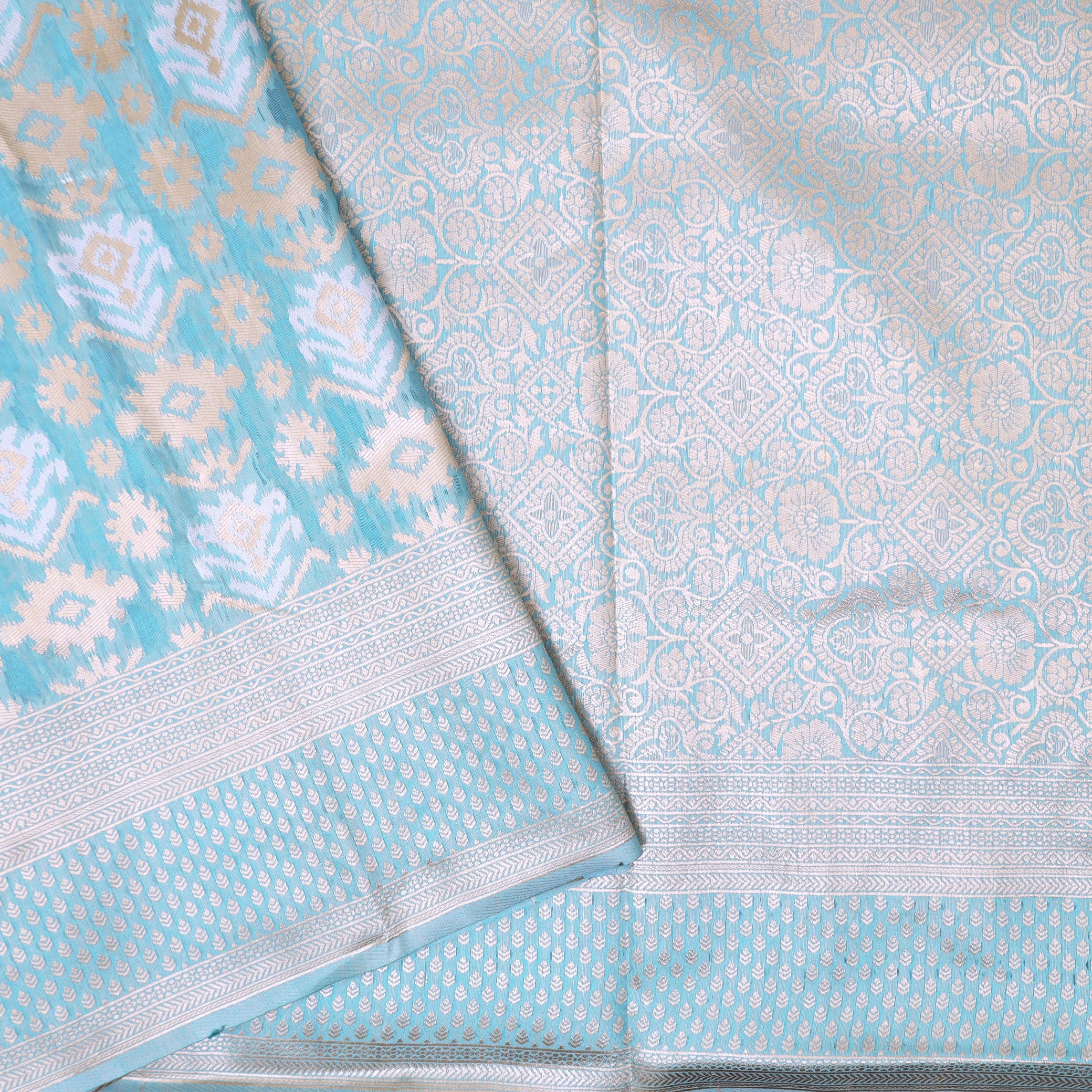 Bright Blue Colour Fancy Weaving Saree