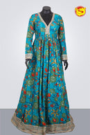 Peacock Blue Ladies Branded Readymade Maxi Gown - Thenianantham