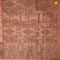 Brick Red With Copper Zari Border Tissue Crush With Floral Digital Prints Saree - Thenianantham