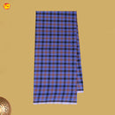 Men’s Blue with Maroon Checked Cotton Stitched Lungi