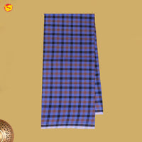 Men’s Blue with Maroon Checked Cotton Stitched Lungi