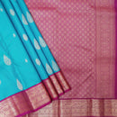 Turquoise Blue with Pink Soft Silk Saree
