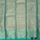 Olive gold  With Green Border Floral Design Traditional  Pattu Pavadai Material