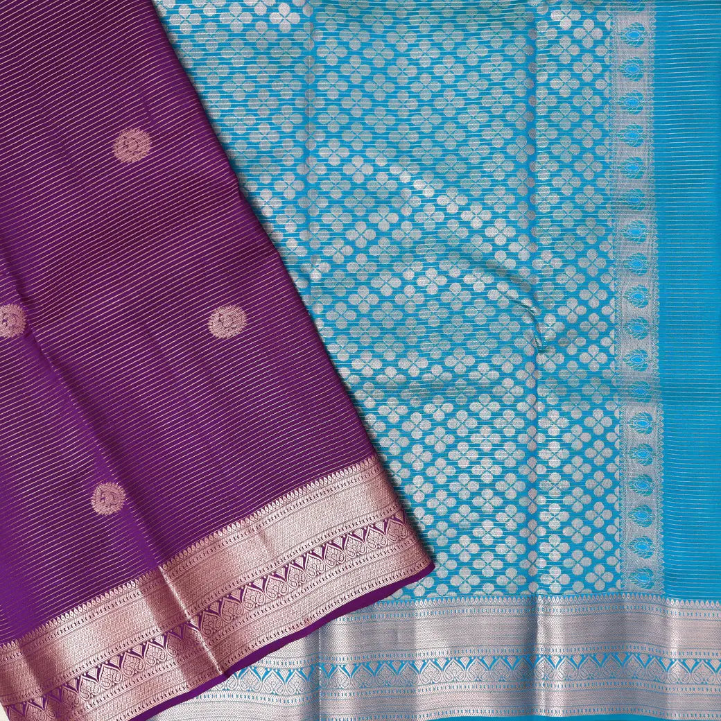 Dark Purple with blue  soft silk saree