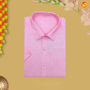 Pink With White Readymade Shirt And Matching Border Dhoti Set for Men