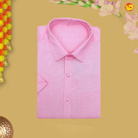 Pink With White Readymade Shirt And Matching Border Dhoti Set for Men