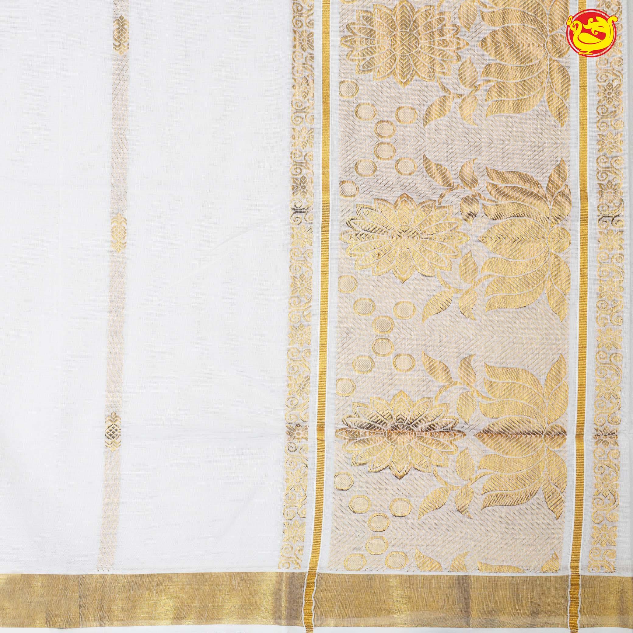 Southloom Exclusive Onam Kerala Traditional Fancy Border Cotton Saree (Matching Plain Blouse Included)