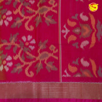 Brown With Pink Ikat Soft Silk Saree - Thenianantham