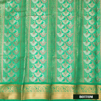 Green Colour Floral Design Traditional  Pattu Pavadai Material