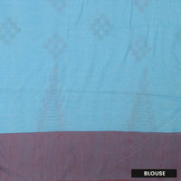 Sky blue with Maroon  Linen Cotton Saree