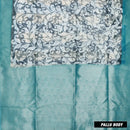 Black with Teal Blue Paisley Design Pattern Semi Burberry Silk Saree
