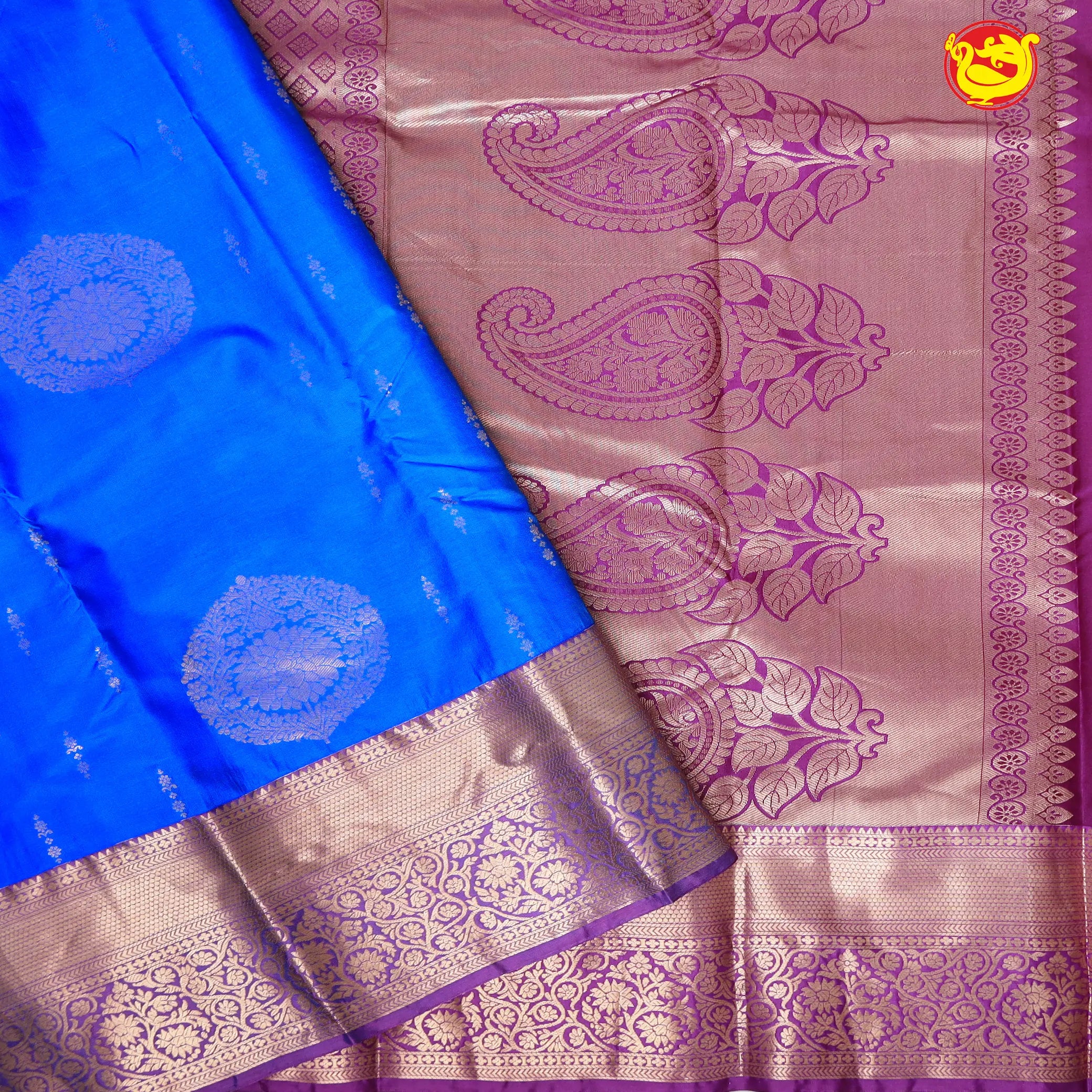 Blue with Purple Soft Silk Saree