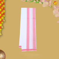 Pink With White Readymade Shirt And Matching Border Dhoti Set for Men