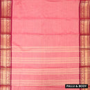 Coral Pink With Maroon Pure Chettinad Cotton Saree without Blouse