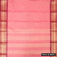 Coral Pink With Maroon Pure Chettinad Cotton Saree without Blouse