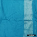Black with Teal Blue Paisley Design Pattern Semi Burberry Silk Saree