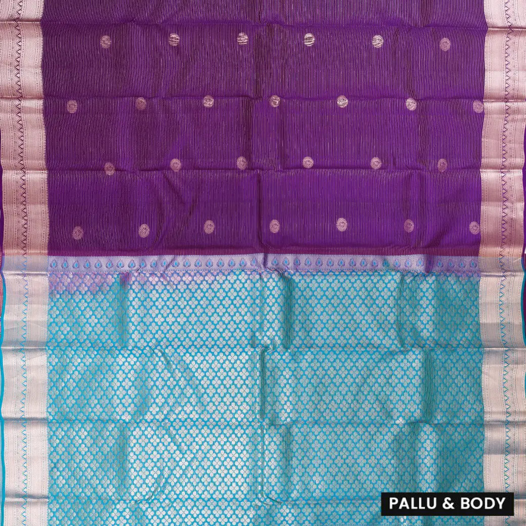 Dark Purple with blue  soft silk saree