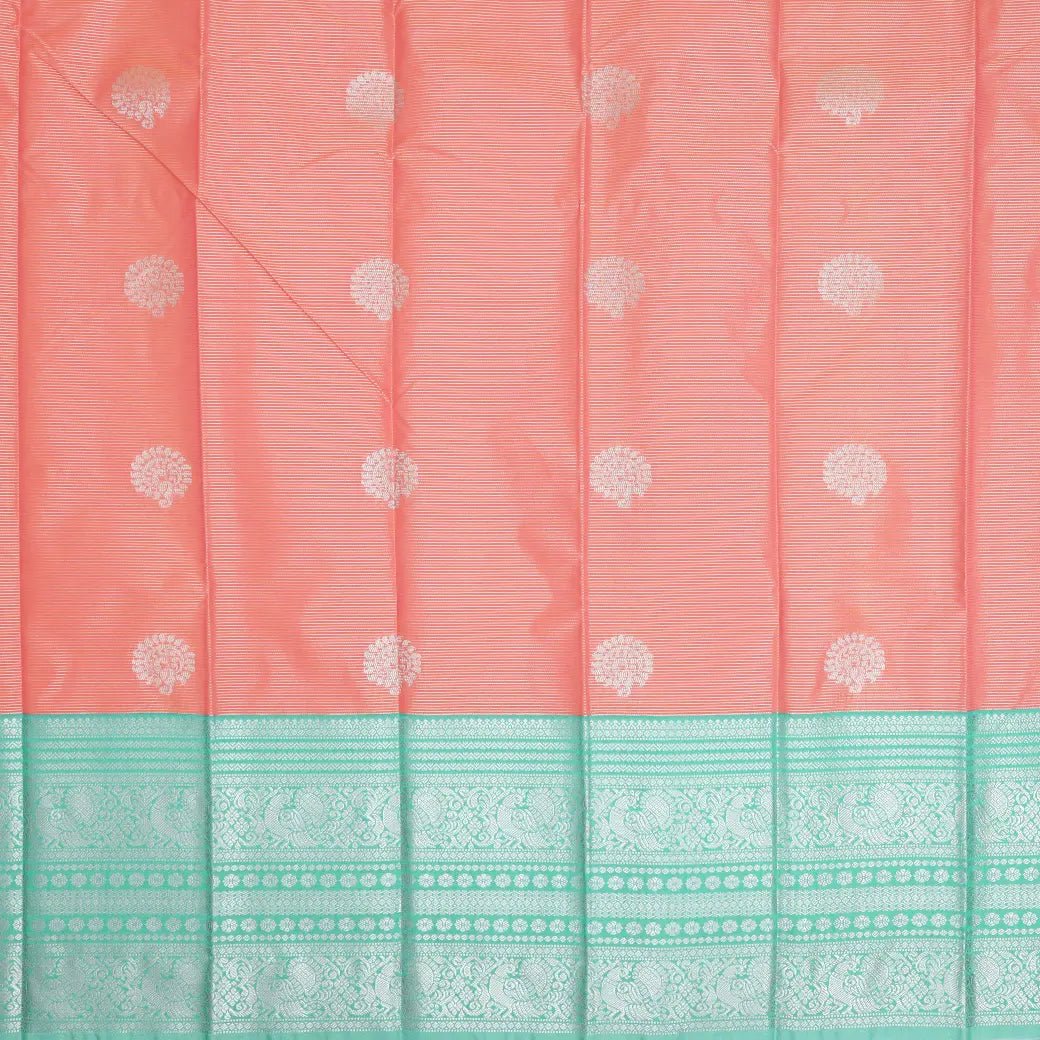 Peach with Agua green Art Silk Saree