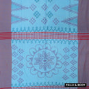 Sky blue with Maroon  Linen Cotton Saree