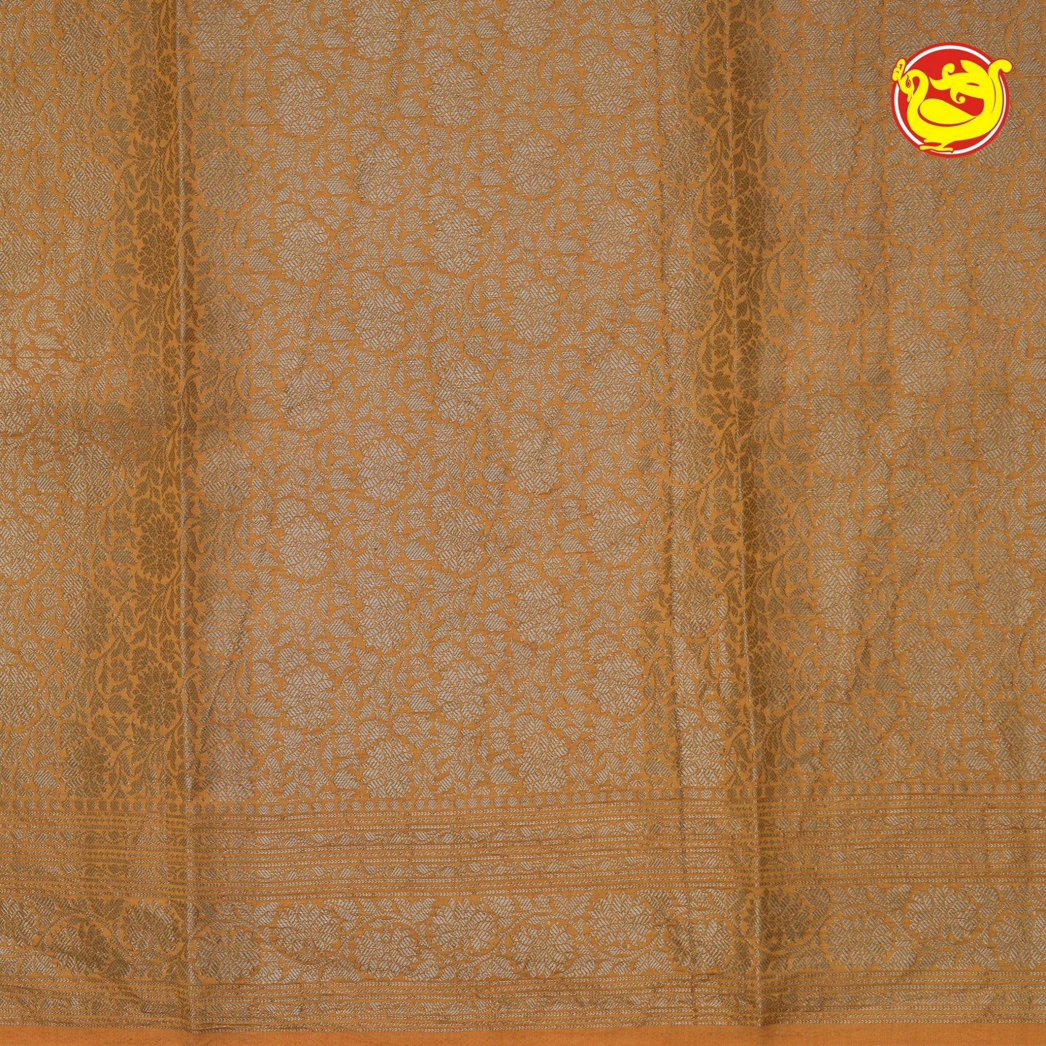 Mustard Semi - Tissue Saree With Unique Buttas, Traditional Zari Border & Pallu Of Intricate Designs - Thenianantham