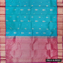 Turquoise Blue with Pink Soft Silk Saree