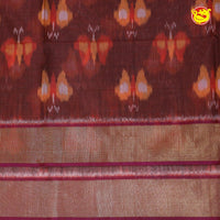 Dark Pink With Brown Pochampally Silk Saree - Thenianantham