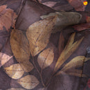 Dark Brown Pure Organza Silk With Gold Zari Border Digital Print Saree - Thenianantham