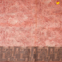 Brick Red With Copper Zari Border Tissue Crush With Floral Digital Prints Saree - Thenianantham